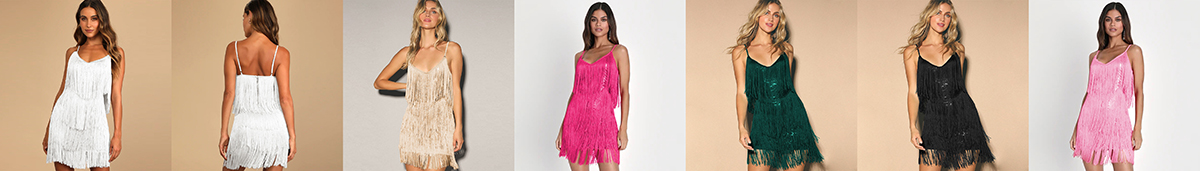 Solid color fringed halter dress
