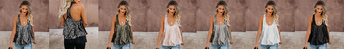 Sequin spicy girl sleeveless vest