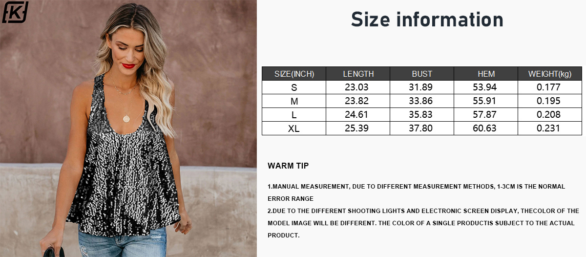 Sequin spicy girl sleeveless vest