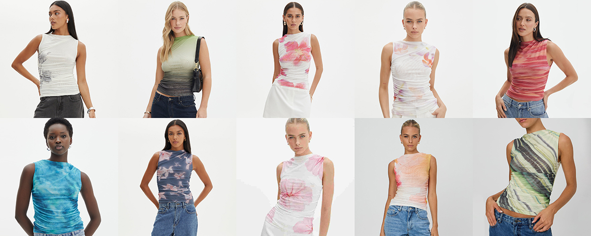 Digital print women's pleated vest