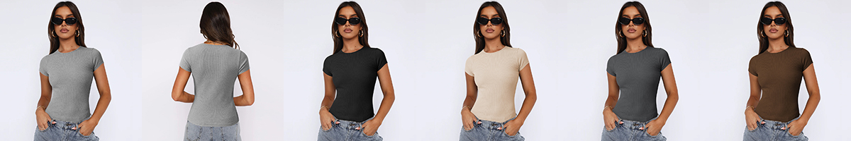 Thread knit slim-fit short sleeve