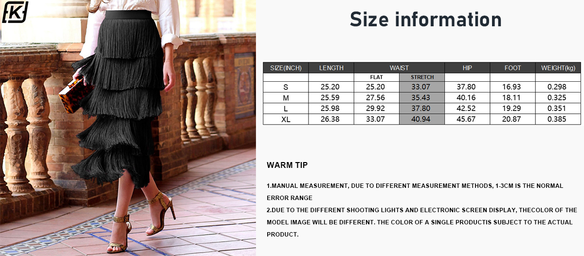 Solid color women's fringe skirt