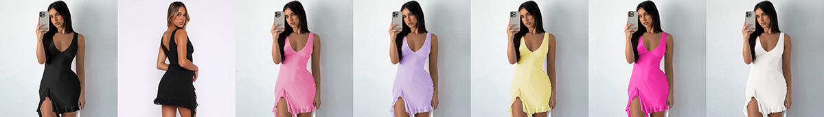 V-neck Spice dress with fringe