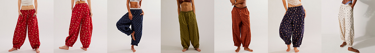 Digital printed elastic-waist corset pants