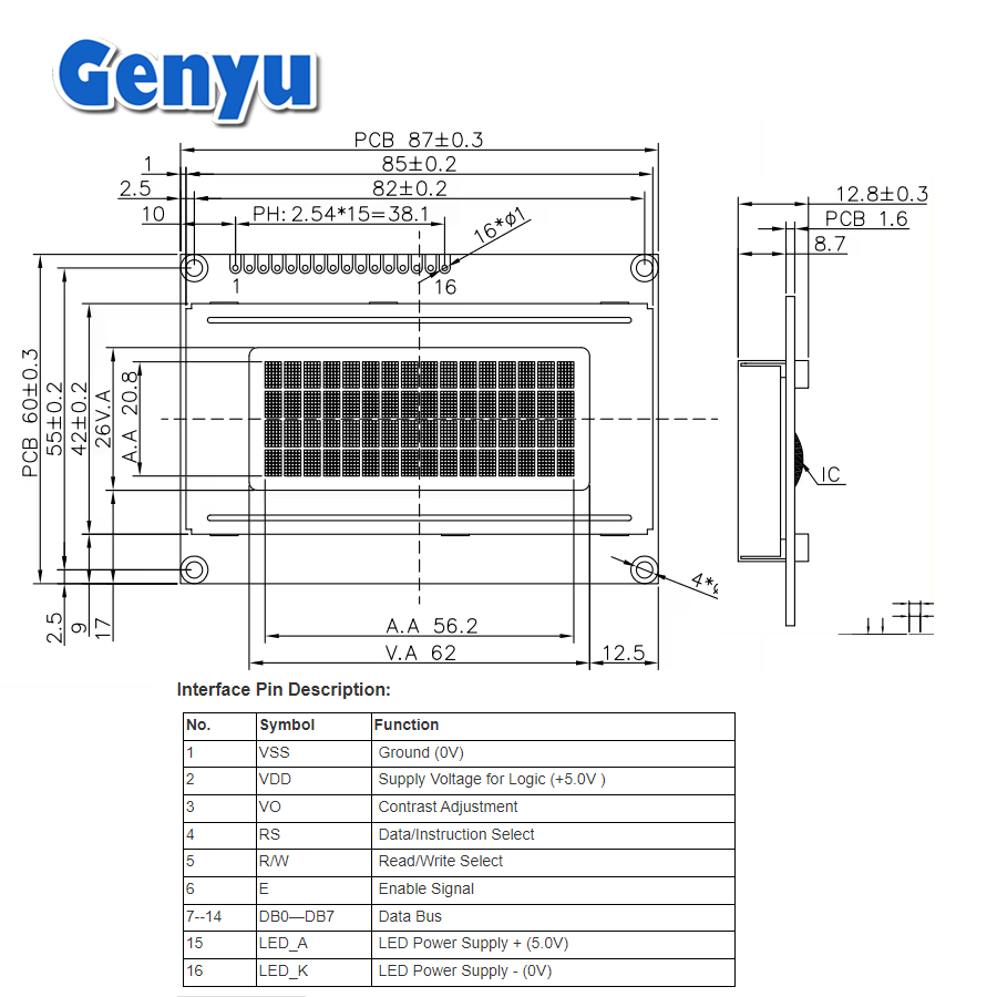 16x4 Character LCD STN Yellow/Blue/white/Red Display 16x4 LCD Module