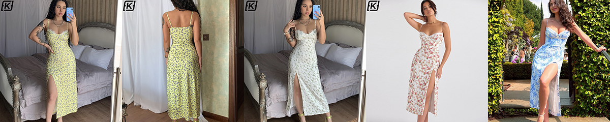 Women's floral split halter dress