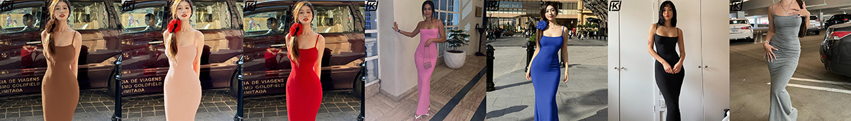Casual high-waisted slim-fit halter dress