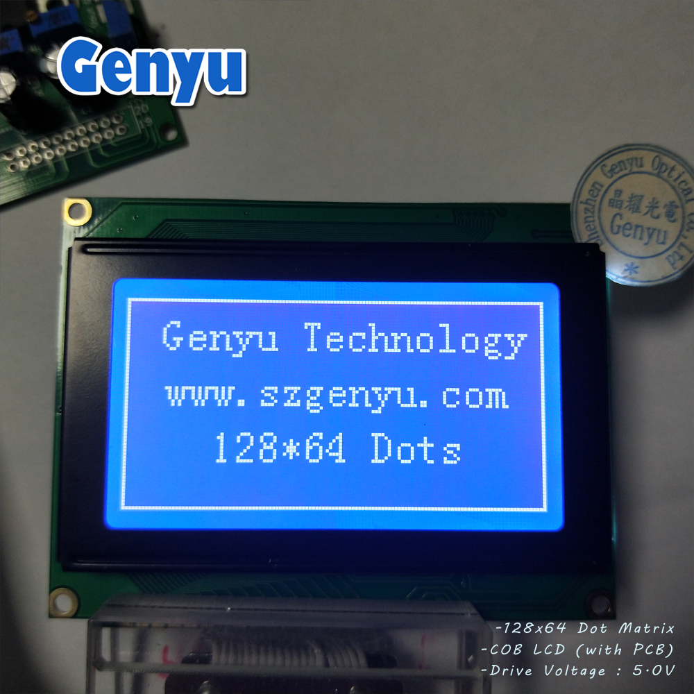 93x70mm 128x64 Dot Matrix COB Display Module STN Blue LCM 12864 Graphic LCD