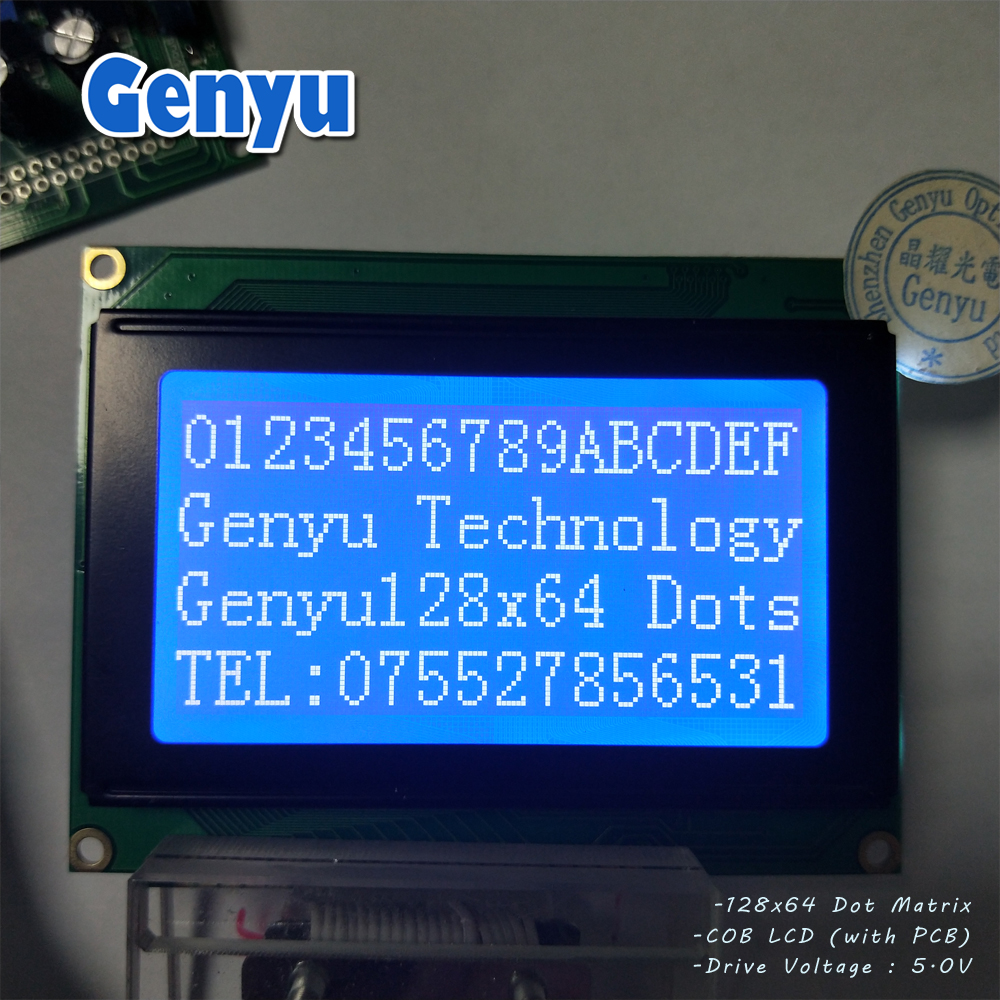 93x70mm 128x64 Dot Matrix COB Display Module STN Blue LCM 12864 Graphic LCD