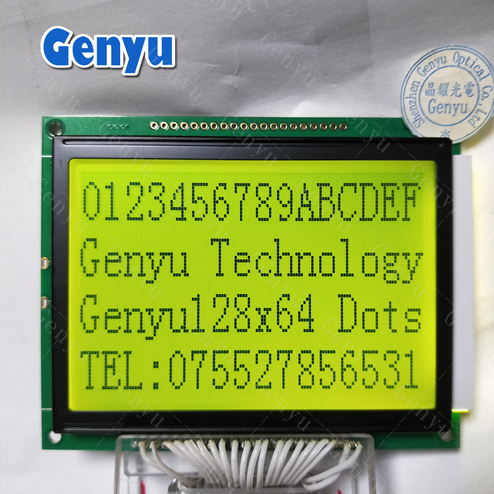 107x85mm 128x64 Dot COB LCD Module STN Y&G LCM 12864 Graphic LCD Display