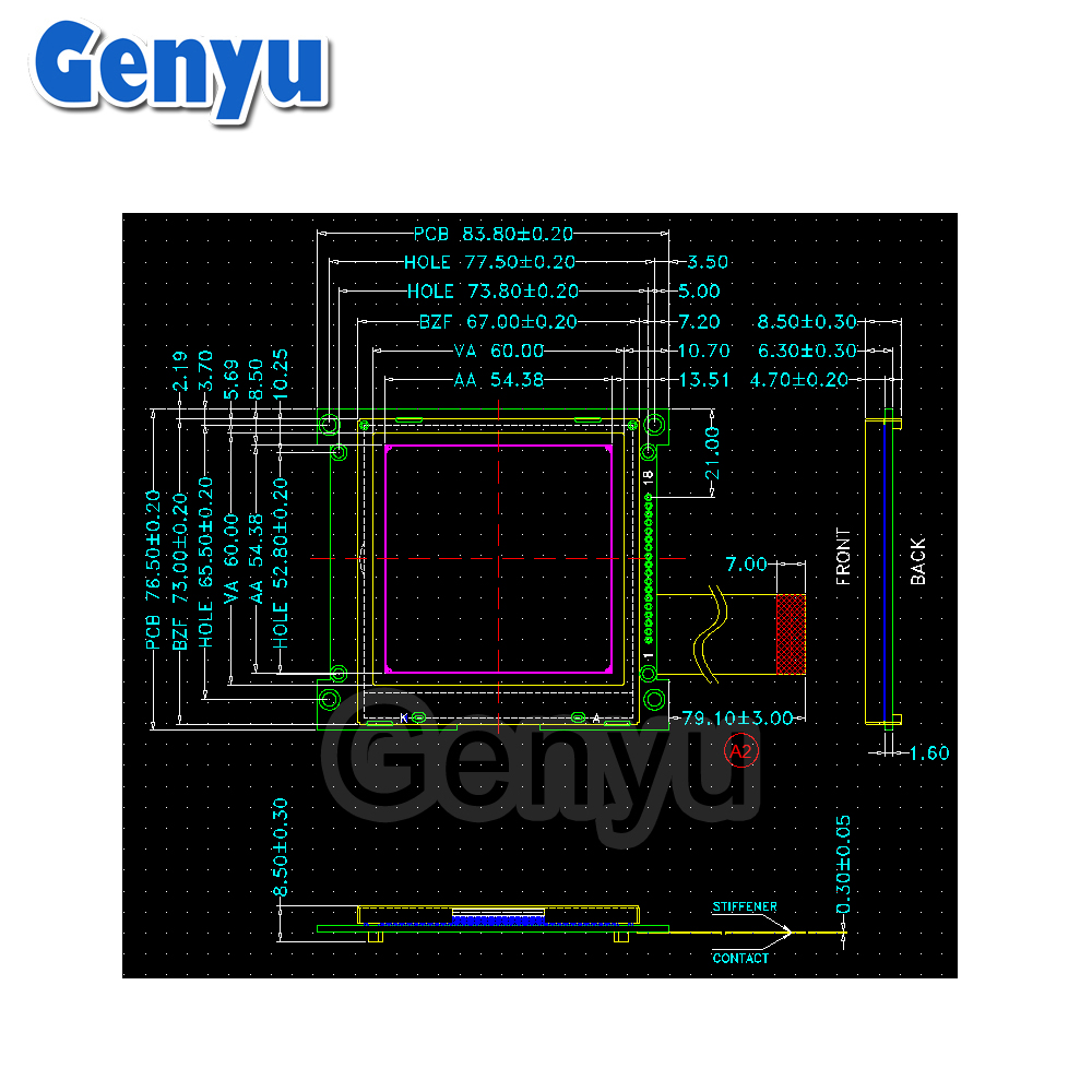 84x76 mm LCM 160160 FSTN Graphic LCD Module 160x160 dot Matrix LCD Display