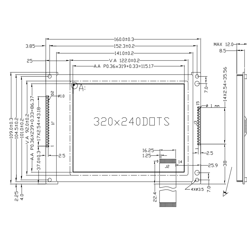 320*240 stn cob 320X240 dot graphic lcd display modules