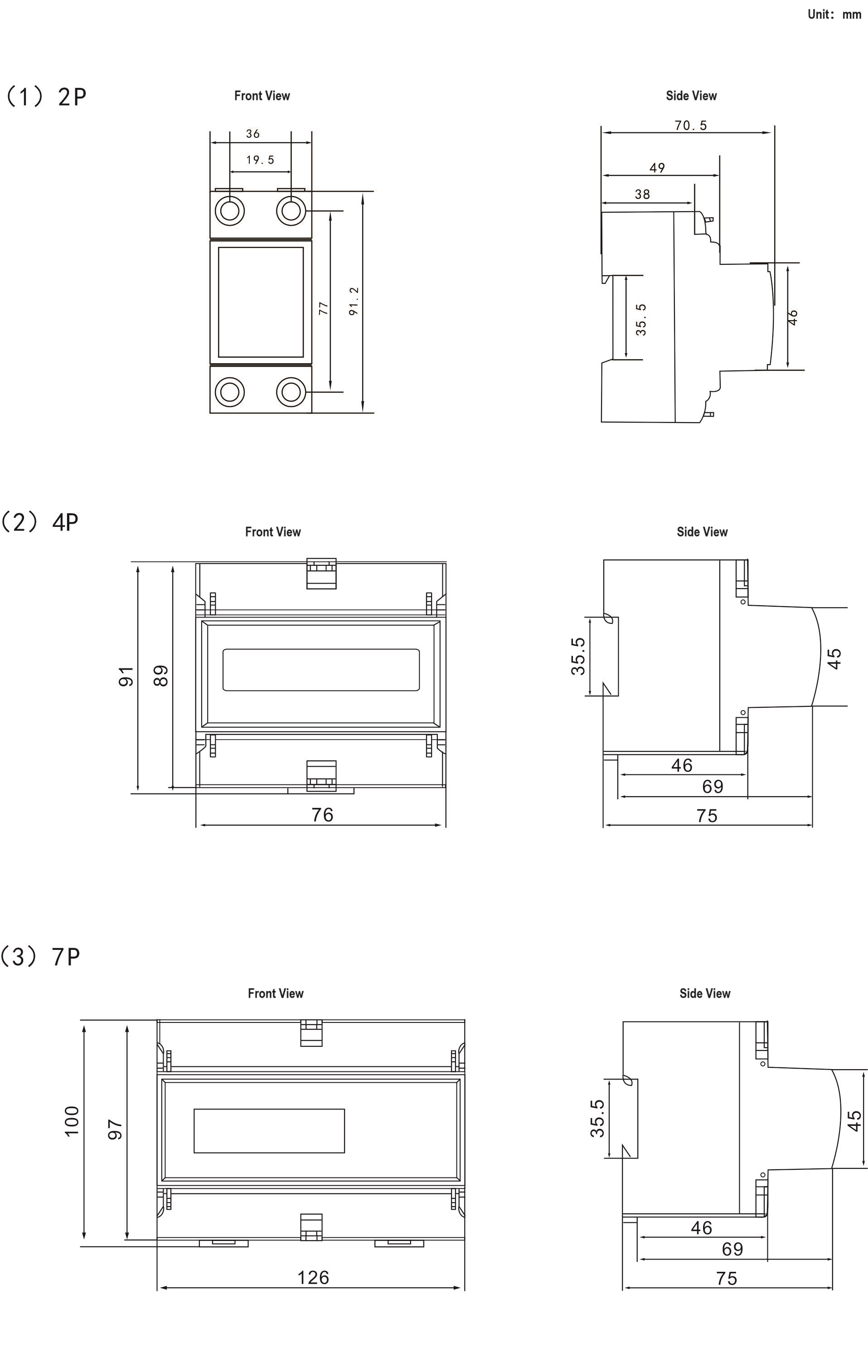 3 Phase7 Module DN3125-YD LCD Multi-function DIN-rail Energy Meter(Options: Basic/Multi-function/Multi-rate)