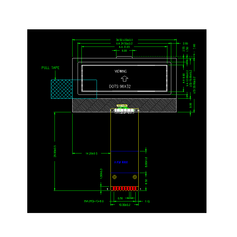 Genyu 1.3 Inch 96x32 Dot Graphic Display 96*32 STN LCD Factory Manufacturer