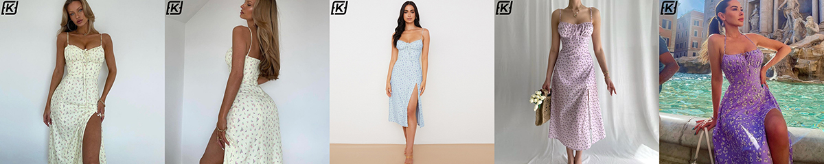 Women's floral halter split dress