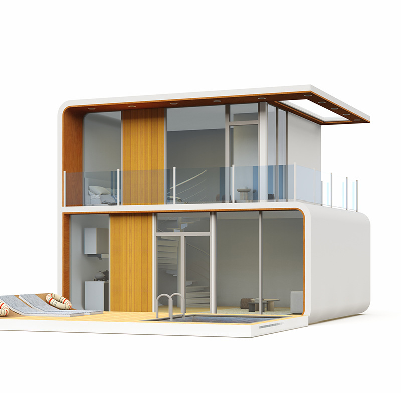 Modern Luxury Two-Story Transparent Mobile Container House With Outdoor Balcony