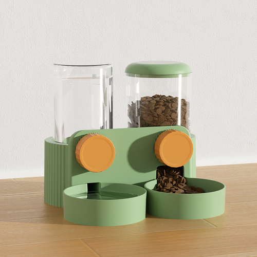 Hanging cage pet feeder and water dispenser