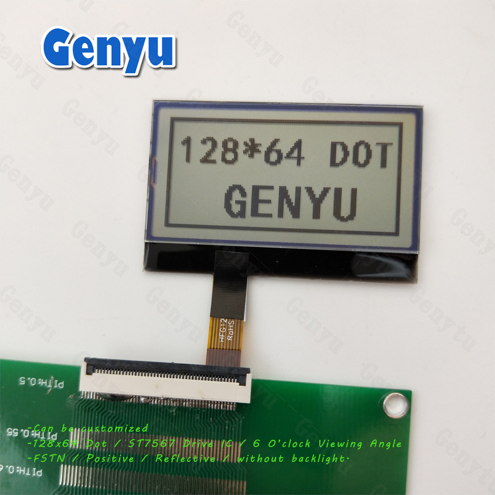 1.67 inch Low power LCD without backlight 128*64 Graphic LCD Display 12864