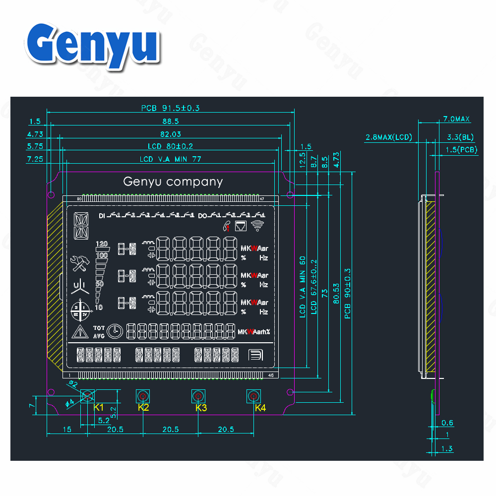 Custom LCD FSTN Positive White Backlight 7 Segment Display LCD Module for Energy LCD