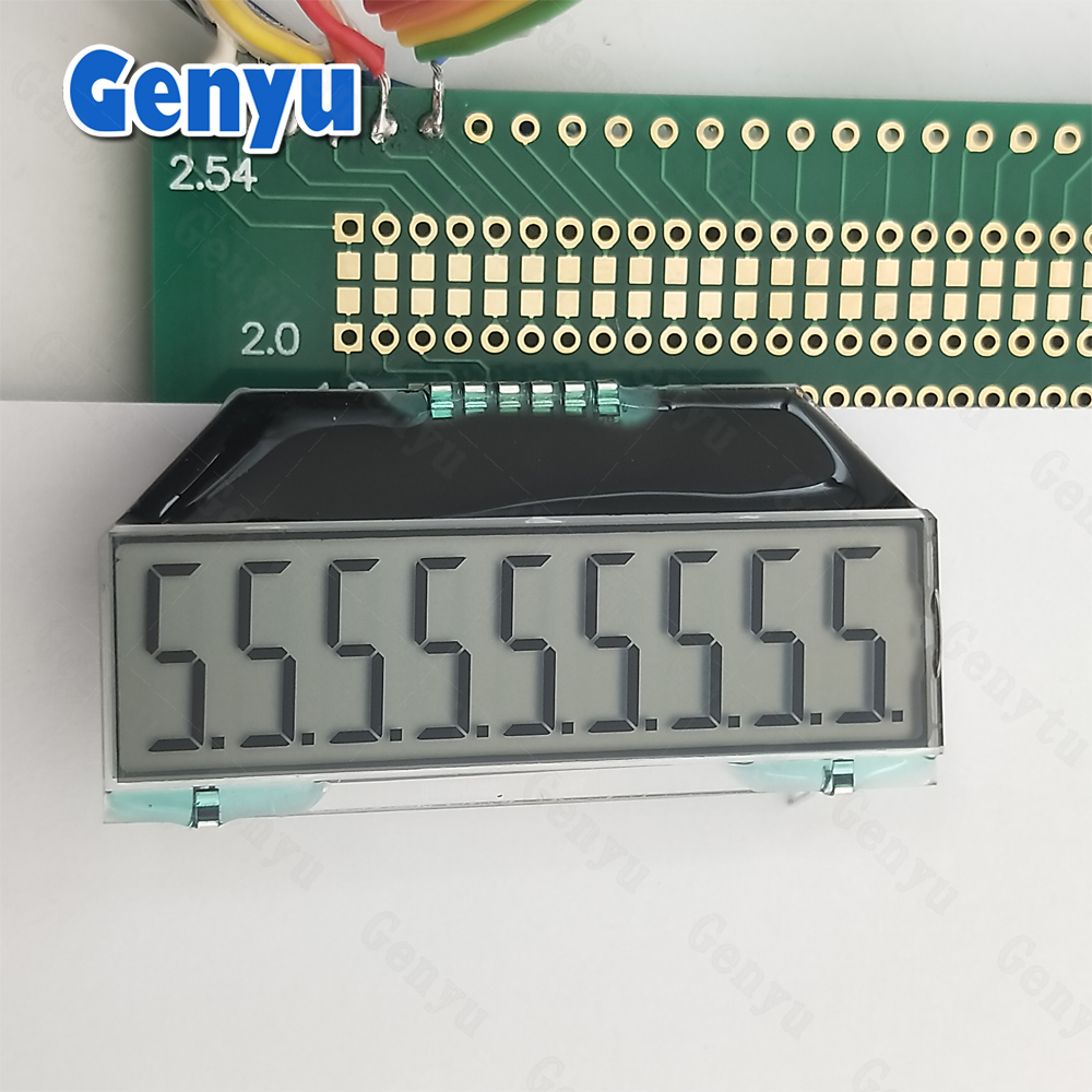 9 Digit Reflective COG+PIN Design TN Custom LCD Display 7 Segment for Water Meter