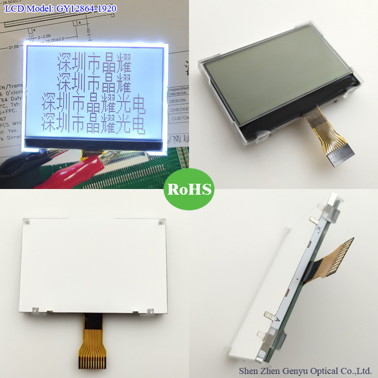 Positive Fstn 128*64 Dot ST7567 Spi Interface COG+FPC LCD display