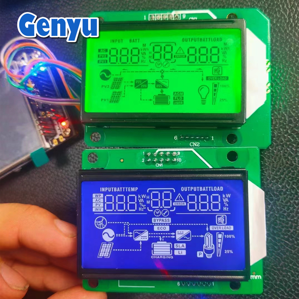 custom Inverter LCD China LCD supplier Monochrome HTN Blue segment LCD display