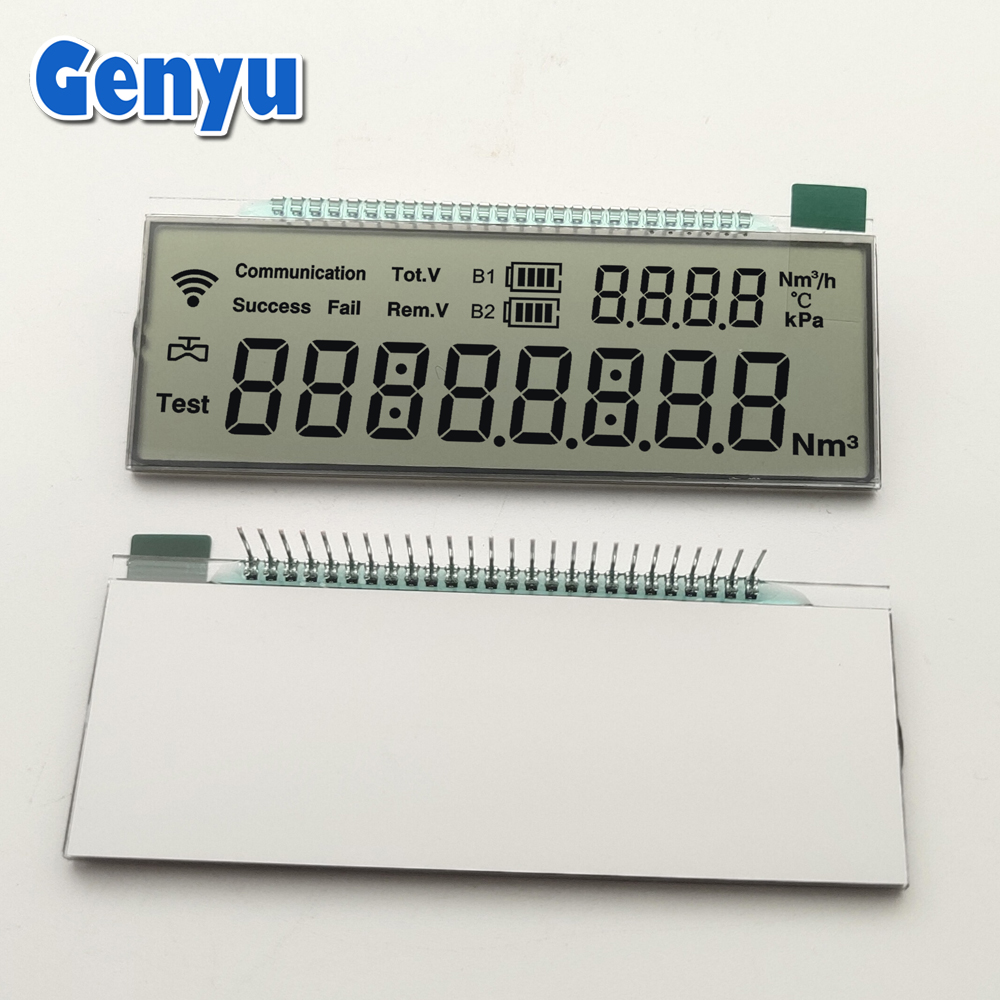 Custom Size Monochrome HTN Grey Color Segment LCD Display For Gas Meters