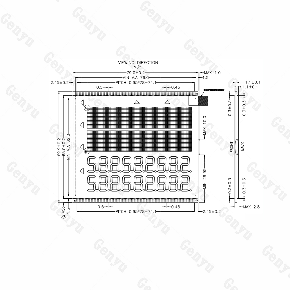 Custom STN LCD With Green LED Backlight Dot Matrix and Segment LCD Display for Electronic Scale