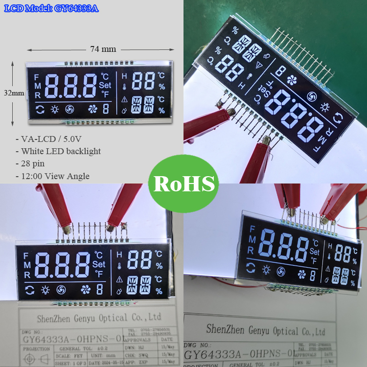 China LCD Factory  OEM ODM monochrome LCD Screen VA Black LCD 7 Segment Display