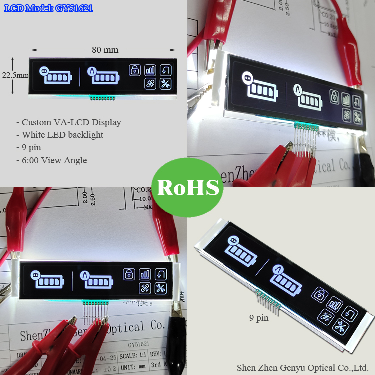 Small Size LCD Manufacturer 9 pin VA BTN White On Black LCD Custom Segment LCD Display Panel