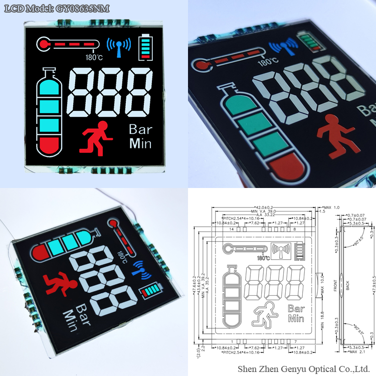 Custom LCD 7 Segment LCD display VA Black Display Panels With White Backlight