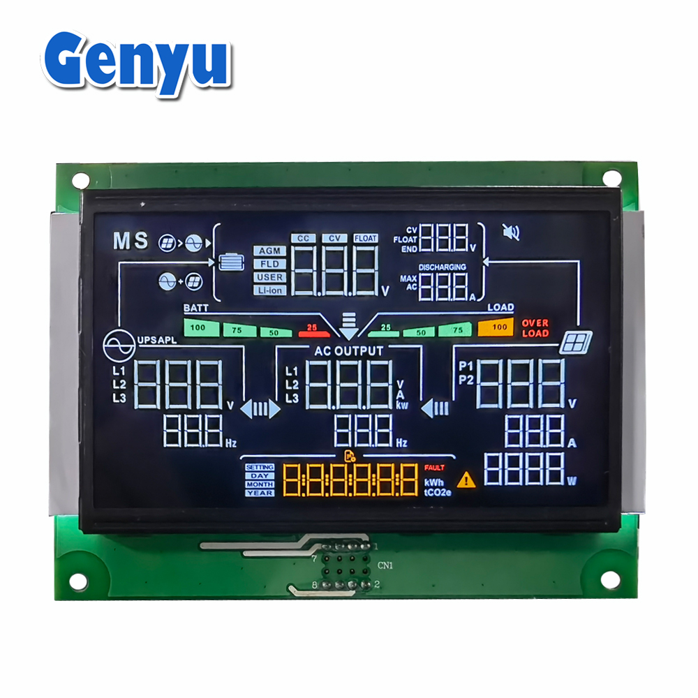 8 Digit 7 Segment VA Black Monochrome BTN LCD Display Module