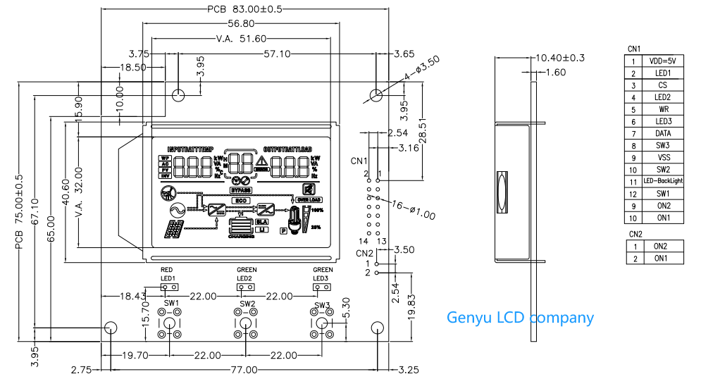 TN HTN STN FSTN VA 3 digits segment lcd display module