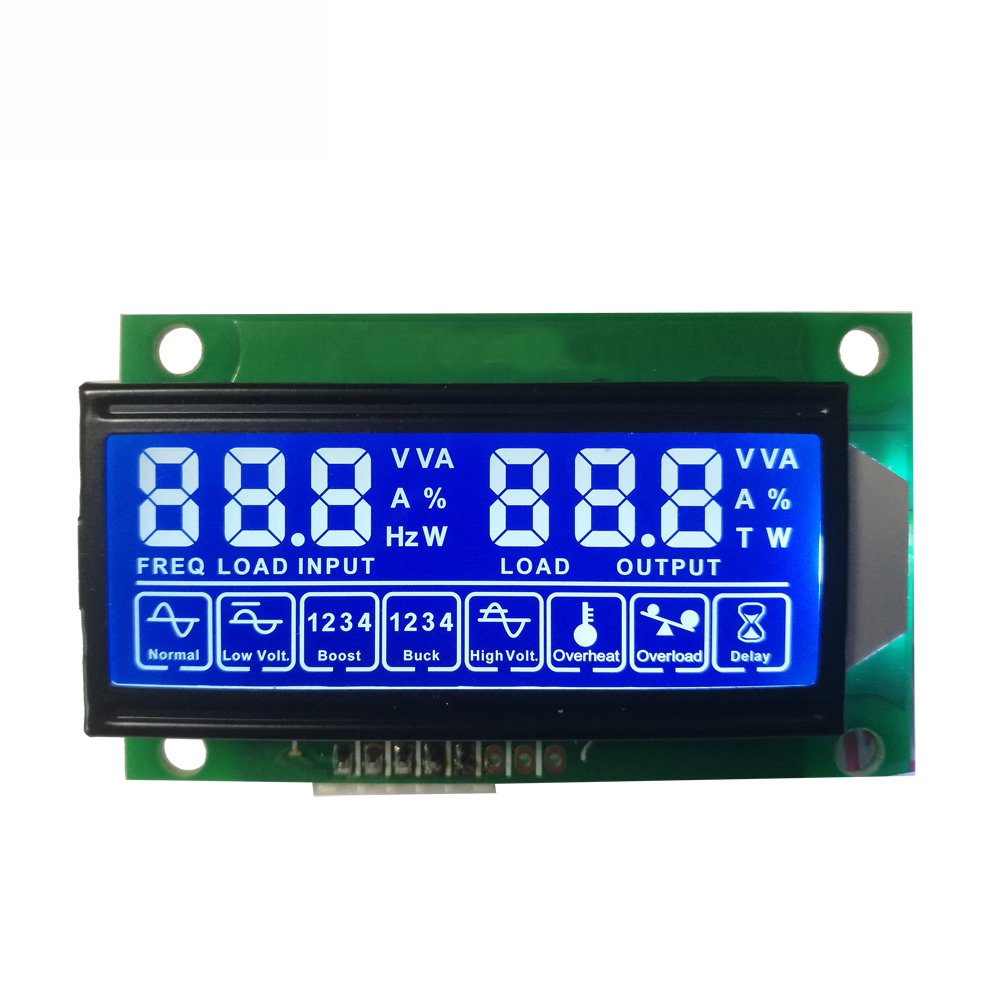 Cusotm LCD Display Monochrome Blue HTN Segment LCD Module For UPS Power