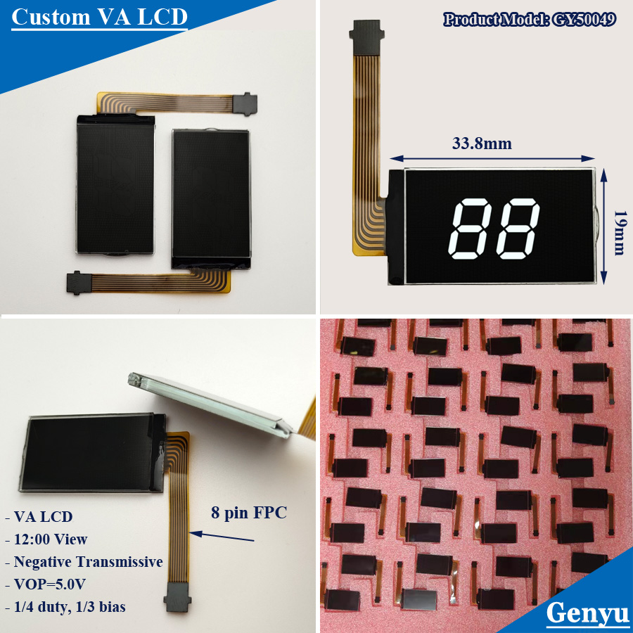 5.0V negative lcd digital number cog lcd Segment VA LCD With FPC