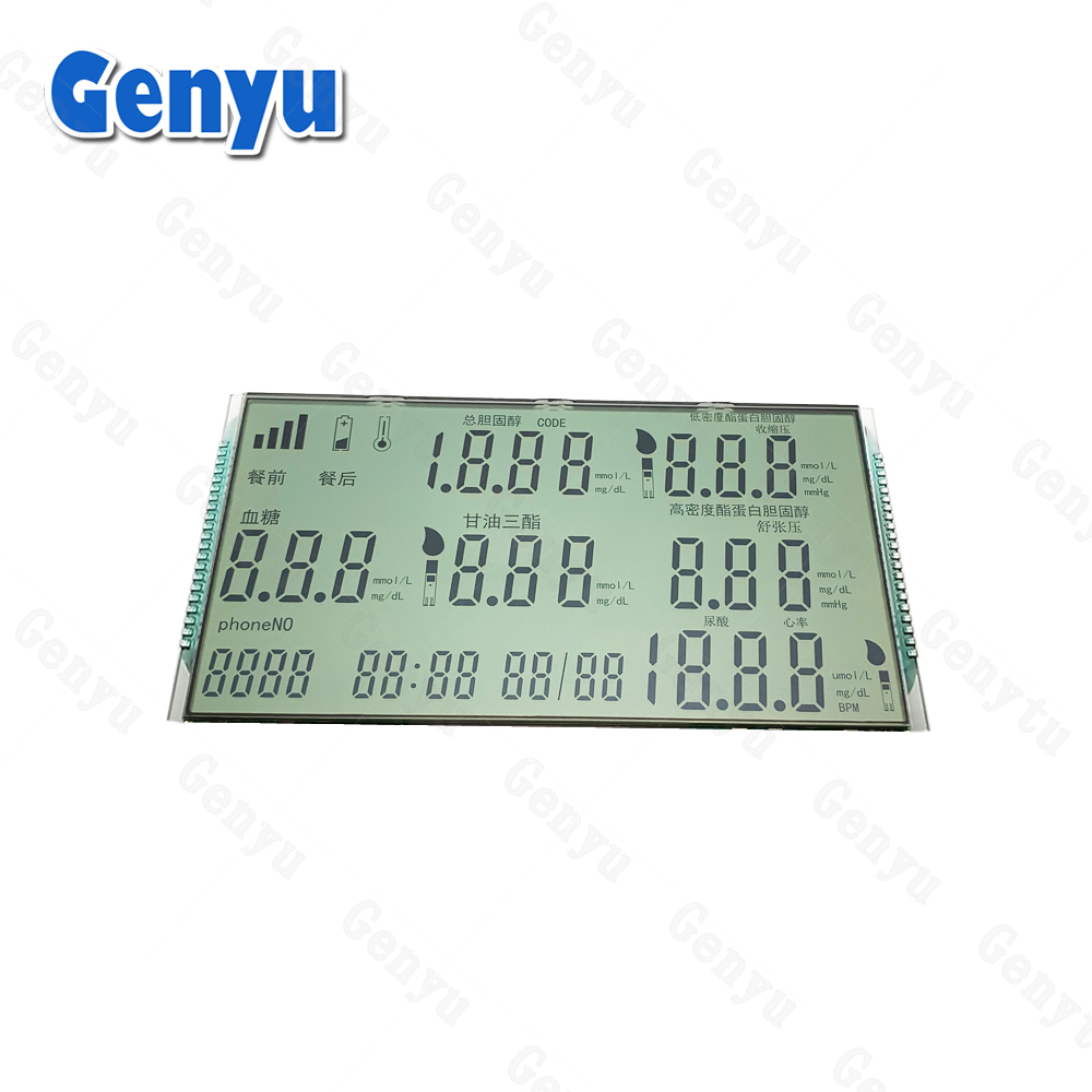 Tn Htn Stn Va LCD 8 Digital Monochrome Segment display for Blood glucose meter and blood pressure meter display