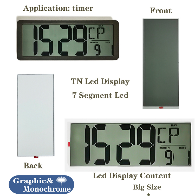 China Factory Customized Large Size Monochrome LCD Display For Clock Display