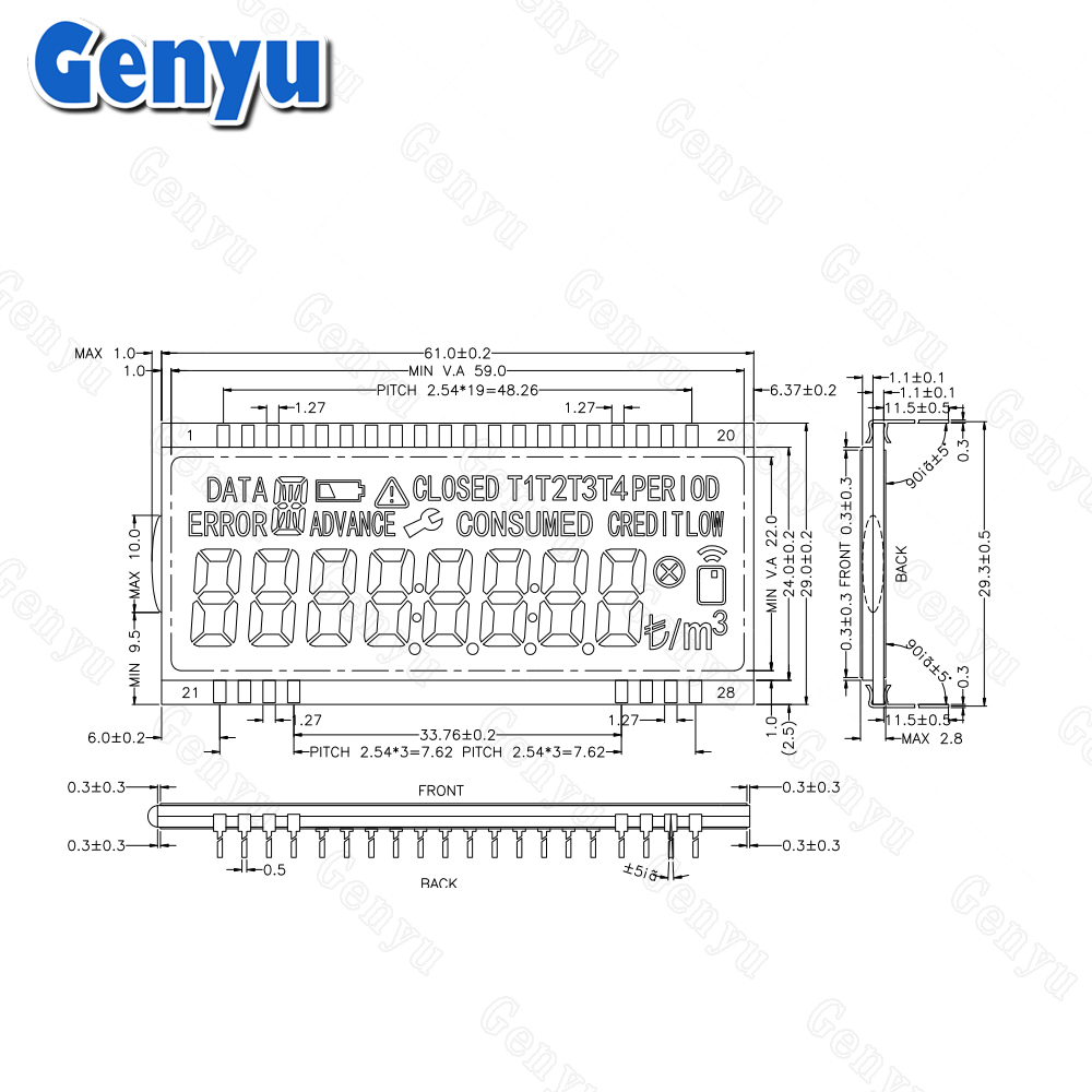 China LCD Factory Customized Smart Electricity Meter Monochrome Segment LCD Display