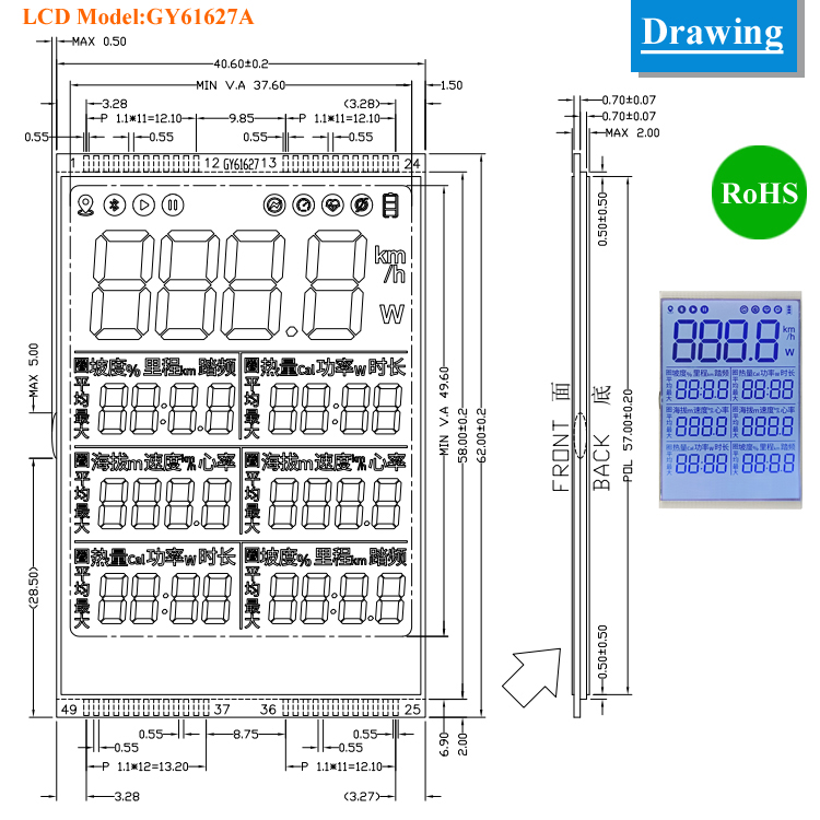 China LCD Factory Custom Fstn Positive Segment LCD Speedometer LCD Display