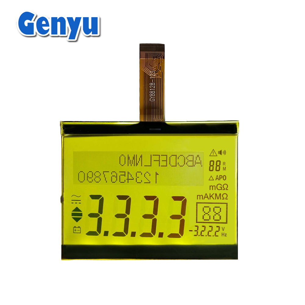 China LCD Factory Custom Fstn Segment LCD Yellow LED Backlight Multimeter LCD Display