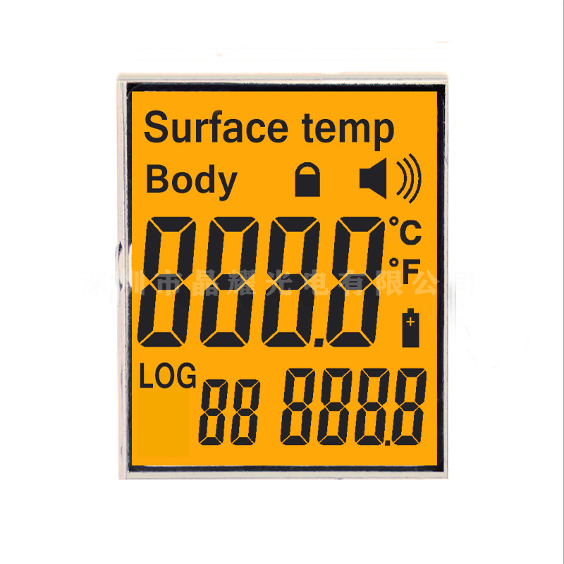 Custom TN LCD with RGB LED for Thermometer Display Segment LCD