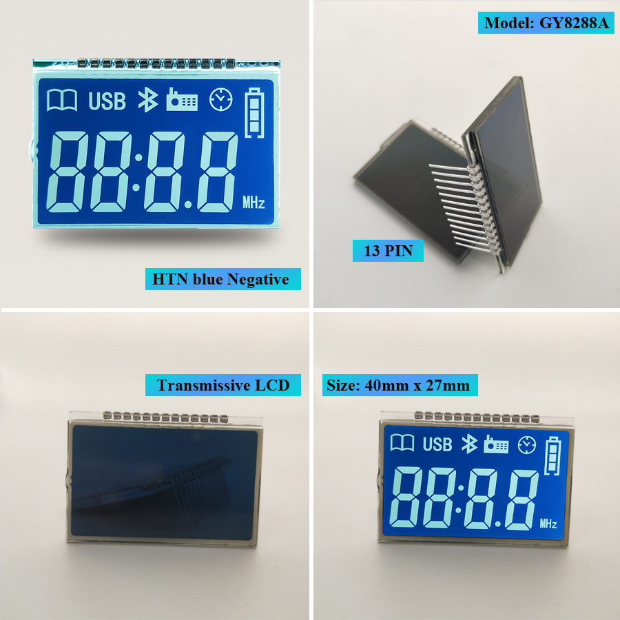 Genyu Customized Small Size LCD Display HTN Blue LCD