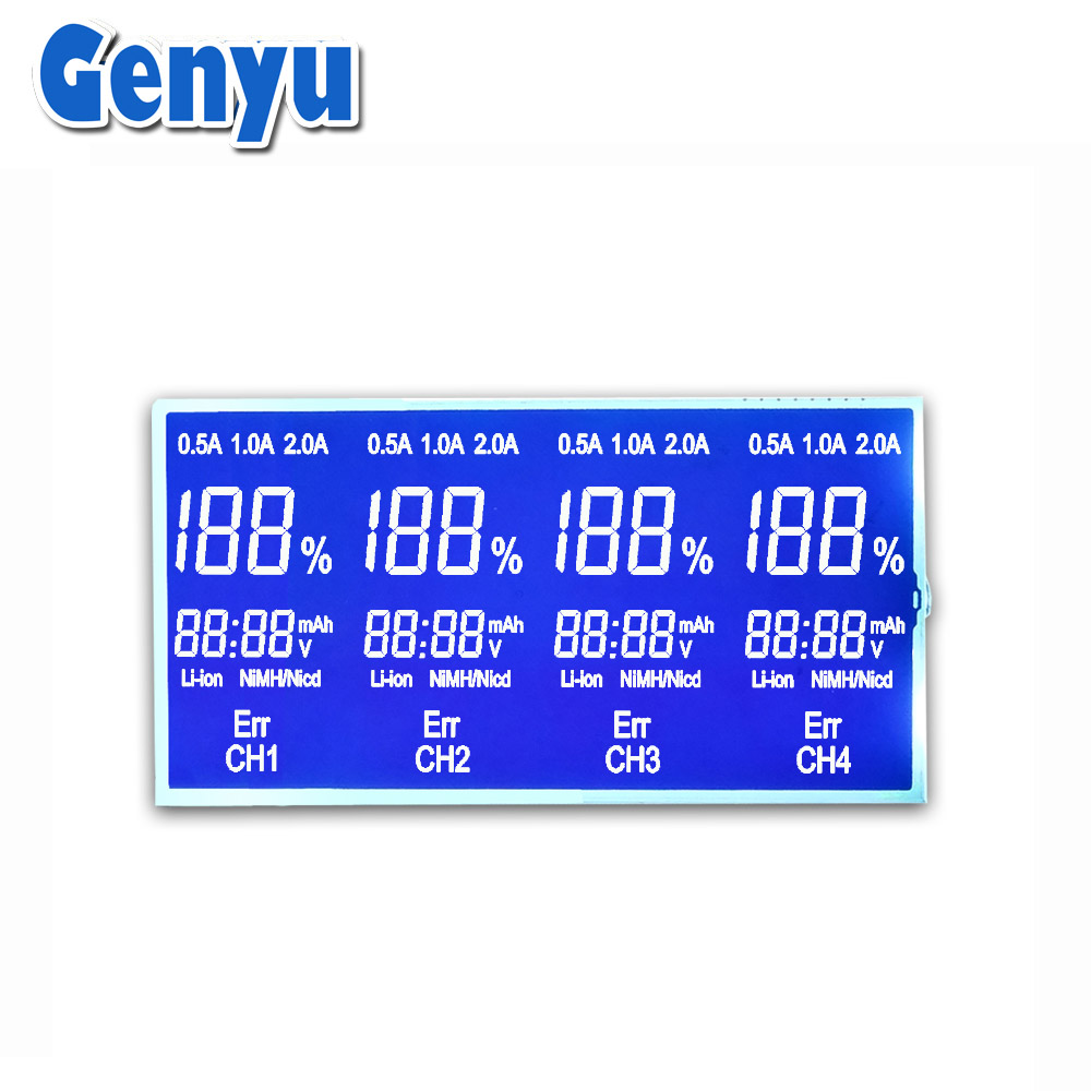 Negative blue white digital Segment STN LCD Display For Charger display