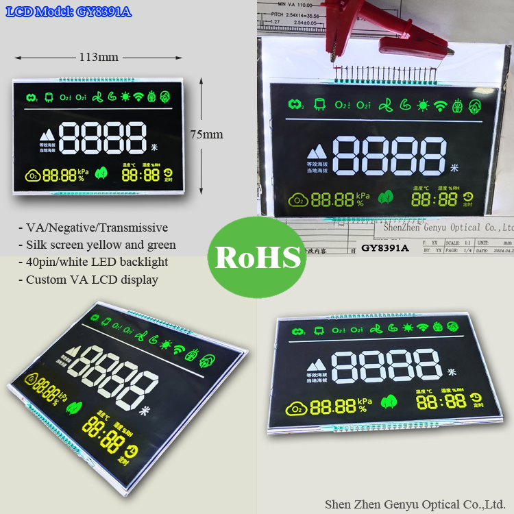 Custom VA LCD Display with Pin Segment LCD Display