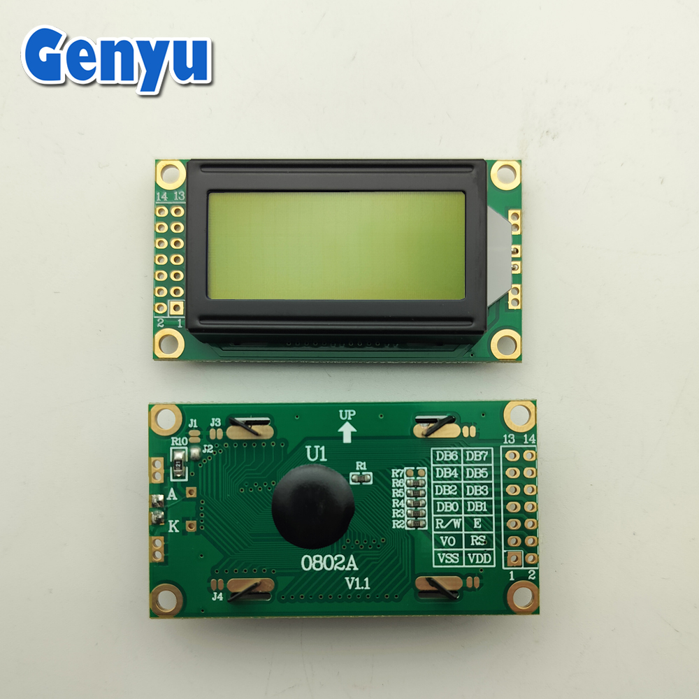 0802 Standard LCD Module Yellow-Green 8x2 Character Lcd Module