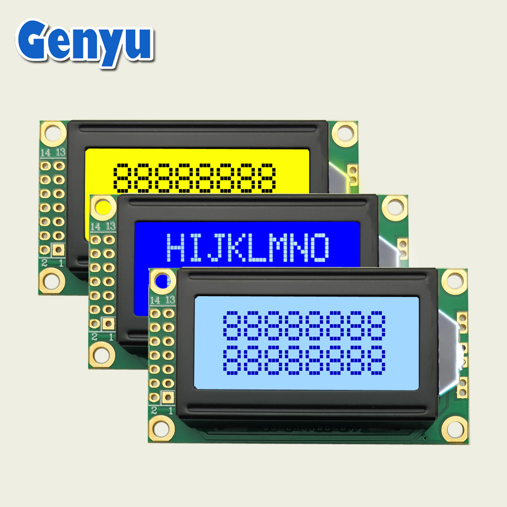 GY0802A Standard Lcd Module Blue/Yellow-Green/Grey 8x2 Character LCD Screen