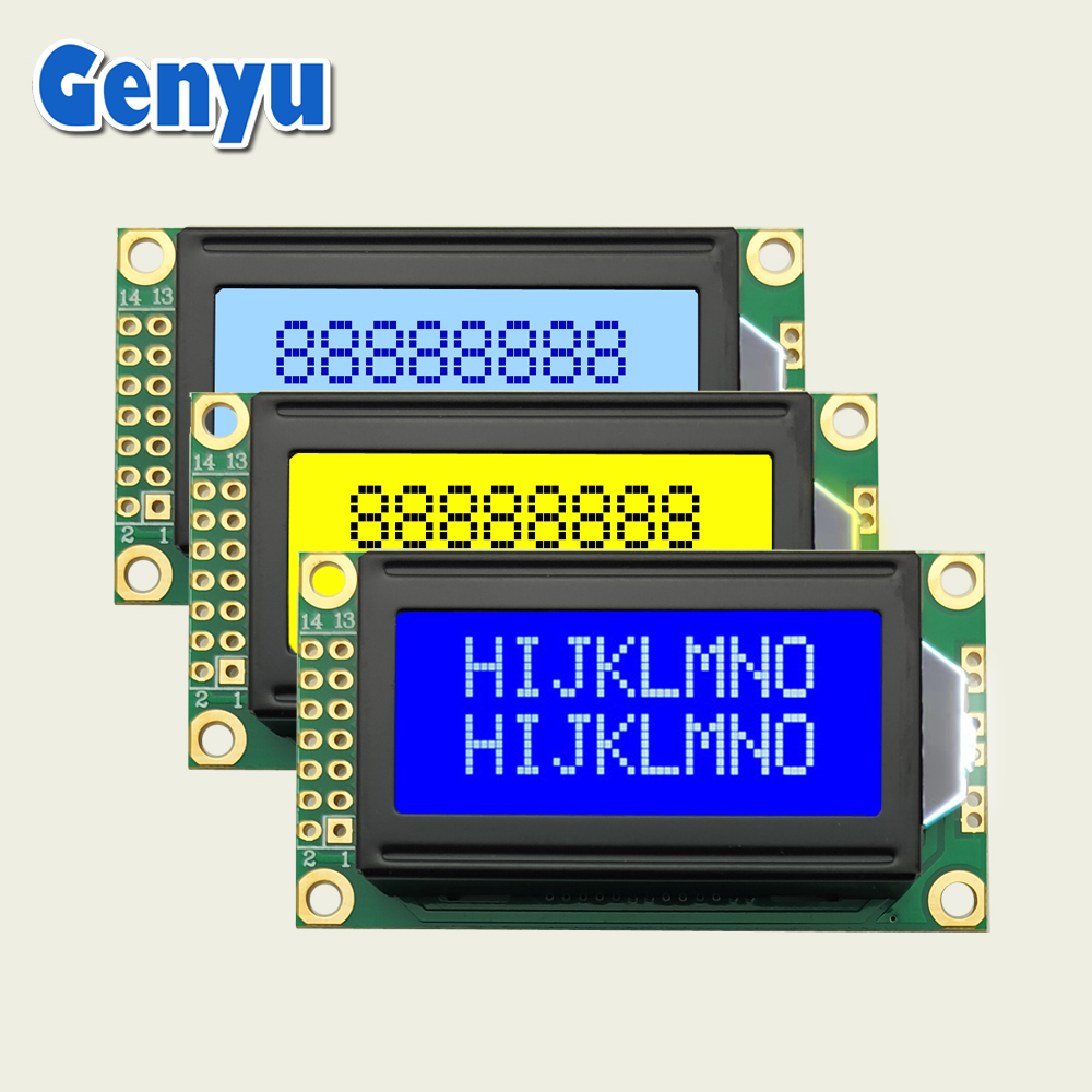 GY0802A Standard Lcd Module Blue/Yellow-Green/Grey 8x2 Character LCD Screen