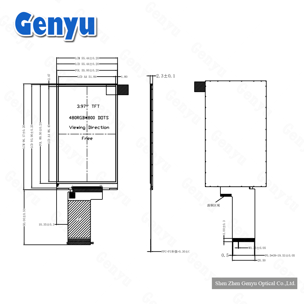 IPS TFT 3.97" TFT Display 480*800 LCD Module GC9503 MIPI TFT LCD