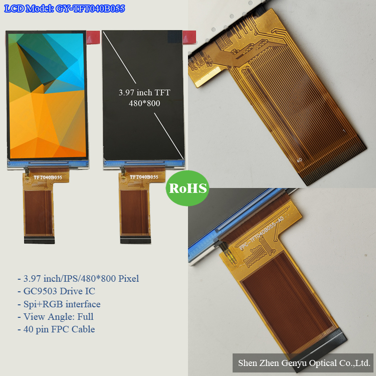 IPS TFT 3.97" TFT Display 480*800 LCD Module GC9503 MIPI TFT LCD