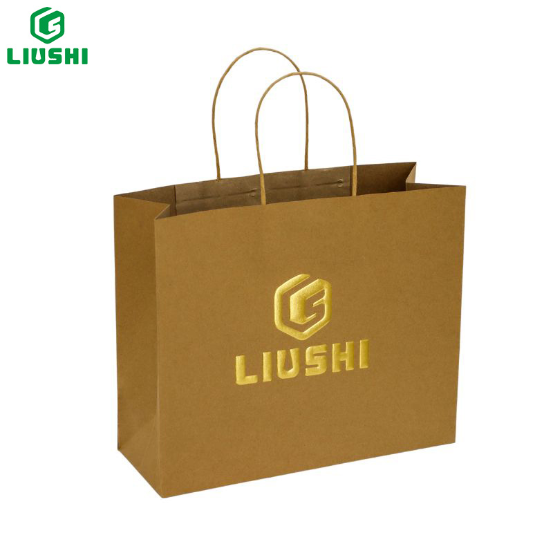 Bolsa de compras de papel kraft con logo.